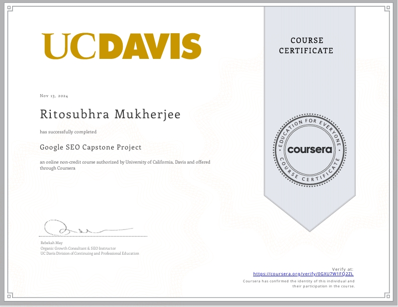 UC Devis SEO Capstone project