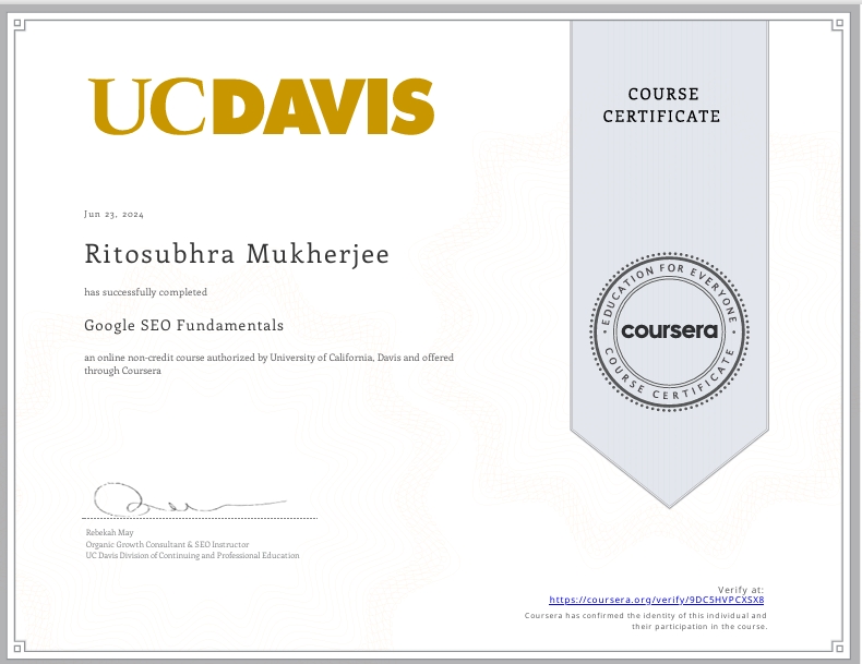 UC Devis SEO Fundamental Certificate